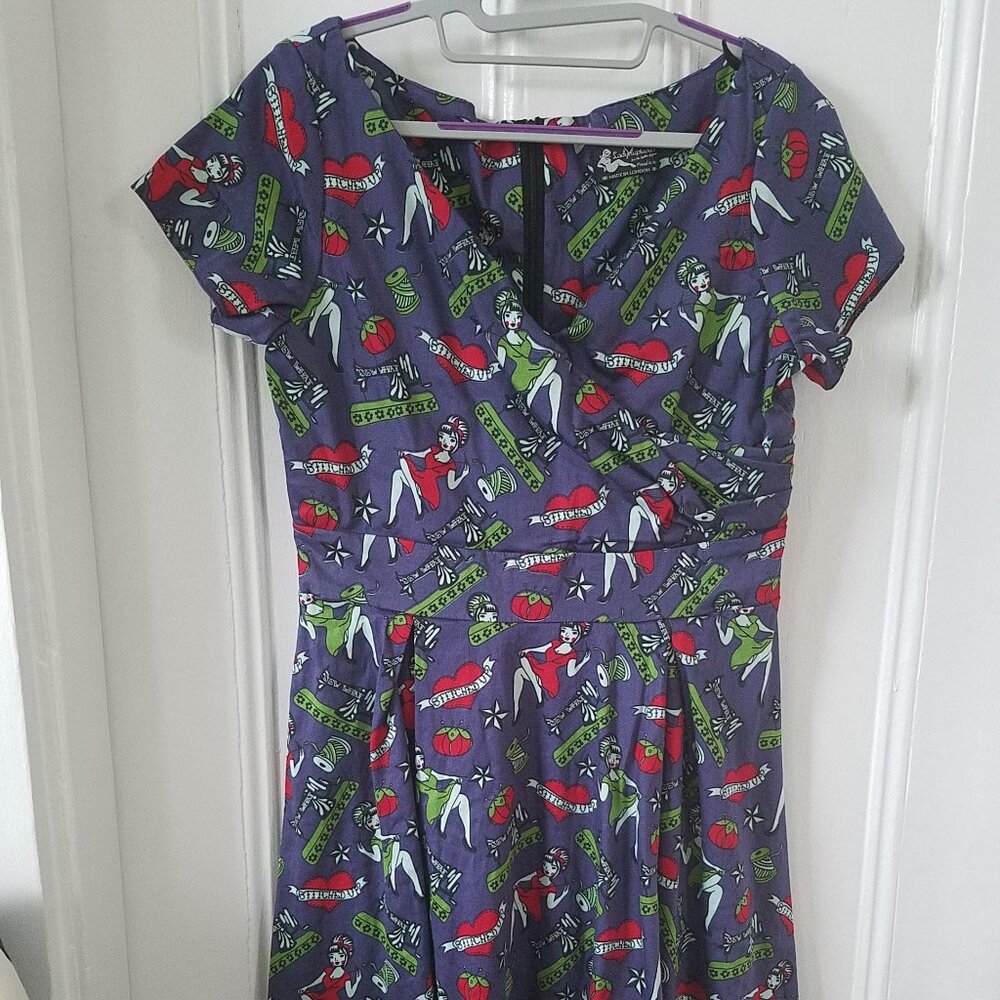 Lady V curvy sewing print retro dress - Picture 3 of 4